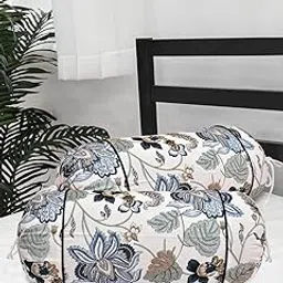 Clasiko® Cotton Bolster Covers; Set of 2; 210 TC; Material - Cotton; Bolster Cover; Size - 30x15 Inches; Color - Blue Green Leaves;-picture-10