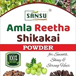 SANSU Organic Amla Reetha Shikakai Powder | Amla Reetha Shikakai Powder for Hair | Natural Hair Care 100 grams (Pack of 2)-picture-32