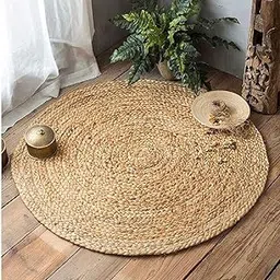 ZEFF Handwoven Jute Area Rug, Natural [ Living Room ] and Bedroom,Floor Carpet,DINNIG Room Table Carpet (60 CM Round MAT Door Mate Rugs, Brown)-image-95