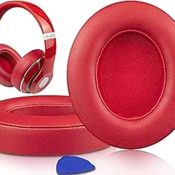 SoloWIT Lambskin Replacement Ear Pads Cushions for Beats Studio 2 & Studio 3 Wired & Wireless Headphones, Earpads with Noise Isolation Memory Foam, Added Thickness - Red-picture-43