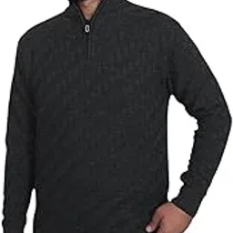 Men's Quarter-Zip Sweater, Textured Knit Pattern, High Neck-picture-33