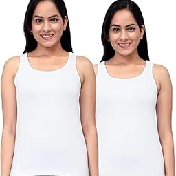 sillysally Pack of 2 Solid Girls Vests with Stretchable Fabric Fabric-picture-33