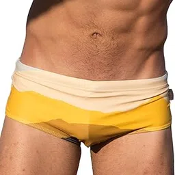 taddlee Swimwear Men Swimsuits Sexy Swim Boxer Brief Trunks Bikini Bathing Suits (XXL, Yellow)-picture-14