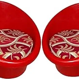 ANJWAR Tub Chairs with Complimentary Cushions | Chairs for Home | Chairs for Leaving Room (Red Set of 2)-picture-12