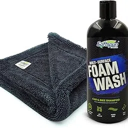 SOFTSPUN Microfiber 1200gsm 1pcs Grey 40x40cm + 500mL Car & Bike Premium Liquid Shampoo Combo | Extra Suds, Removes Tough Dirt & Grime | pH Neutral | Works with Bucket & Foam Cannon-picture-28