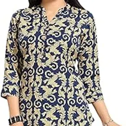 sareeswarg Poly Crepe A-Line Printed Short Kurti Tunic Top for Women and Girls SC_2442-picture-27