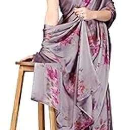 mirchi fashion Women's Stylish Chiffon Floral Printed Saree with Blouse Piece-picture-27