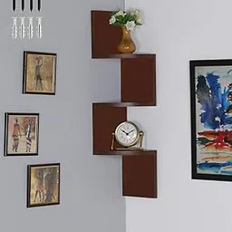 Zigzag Corner Wall Mount Shelf for Wall Decor Racks and Shelves/Wall Shelf/Book Shelf/Wall Decoration (Brown)-picture-26