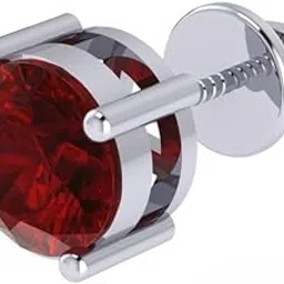 diamtrendz Single Stud For Men & Boys | Rhodium Plated Pure 925 Sterling Silver Earring | 6mm X 6mm Round Shaped Gemstone Single Screwback Stud | Gift for Men & Boys | Model ERSMW00935-picture-22