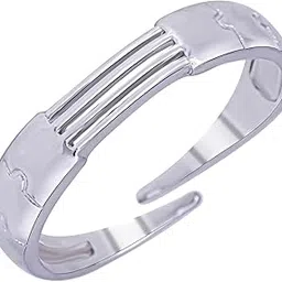 Pure 925 Silver Rings for Men - Adjustable Finger Ring for Men, Sterling Silver Ring for Boys, Chandi ki Anguthi Stylish Band-image-1