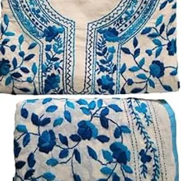 Women's Woollen Kashmiri Silk Embroidered Kurti Suit Set Top & Bottom (4.75 m) with Chiffon Dupatta (2.25 m) Unstitched Dress Material-picture-25