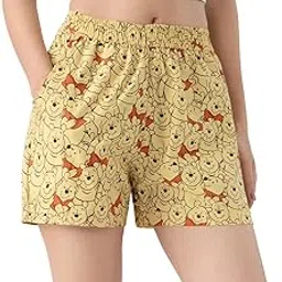 the souled store Winnie The Pooh: Bear-y Good Women and Girls Yellow All Over Printed Regular Fit Above The Knee Length Cotton Boxer Shorts-picture-46