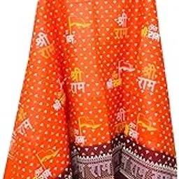Desi Legacy Jai Shree Ram Shawl with Ram Ram Name for God Prayer Pooja for Men Women, Cotton, Orange, 1.8 x 0.91 Meters (Orange)-picture-11