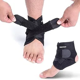 Bodyprox Ankle Support Brace, Breathable Neoprene Sleeve, Free size, Adjustable Wrap!-image-29