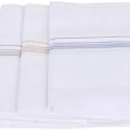 jenny denial 100% Cotton White Handkerchief/Rumal for men and boys Big size XXL Size 48 * 48 Cm Strip design Combo Pack image 1