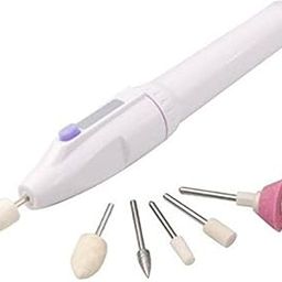 Wishbone 6 In 1 Art Tip Electric Nails Decorator Salon Sharper Grinder Drill Machine Polish Manicure Pedicure Grooming Tool Kit, White-picture-0