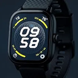 Digital Smart Watch with Modern Globe Display, Black Checkered Band, Square Face, Sports Fitness Tracker with UV Index Monitor-picture-31