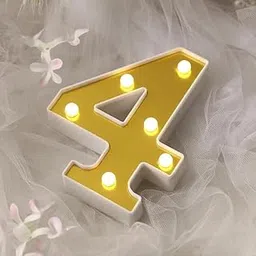 Wanna Party 9 inch No.4 LED Golden Marquee, LED Marquee Number Light LED Marquee Number 4, Light Up Marquee Number Sign for Weddings, Birthday, Christmas, Battery Powered-picture-59