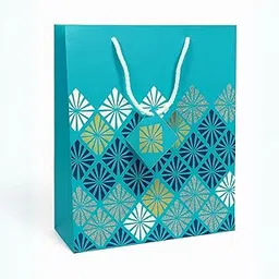 Gift Bags with Geometric Pattern, Blue with Glitter, Rope Handle, for Parties and Celebrations (Large-Blue-glitter, Set of 5)-picture-14