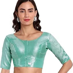 jisb Women's Tissue Elbow Length Sleeves Saree Blouse-picture-16