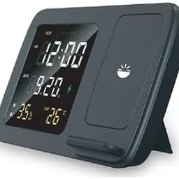 Shimmer Wireless Charger with Digital LED Clock | 15W Fast Charge | Black | Qi Certified Wireless Charging Pad for iPhone & Android. (Corporate Gifting Also Available with Logo Customization in Bulk)-picture-18