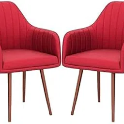 Nexon Velvet Dining Chairs, Cushion Seat Chair for Living Room Bedroom Restaurant Fabric Dining Chair Pack of 2 (Red)-picture-14