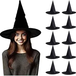 FancyDressWale Black Witch Hat, Conical Shape, Suitable for Halloween Costume one size fits all-image-17