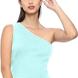 fasska Womens Ribbed Cotton Stylish Tank Top | One Shoulder top-picture-19
