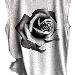 3nh Women Summer Fashion Casual Printed O-Neck Sleeveless Crop Vest Grey-picture-28