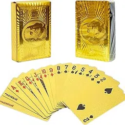 VGRASSP Gold Deck of Waterproof Cards Flexible Use for Party Game PVC Gold Playing Cards|Pack of 1-picture-27