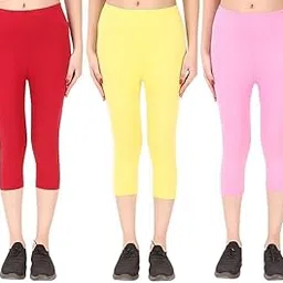 diaz Women Cotton Stretchable Capri | Slim/Regular Fit | Breathable Yoga, Gym & Lounge Wear | Mid-Waist Stretchable 3/4 Length Leggings with Wide Waistband – Pack of 3-picture-36