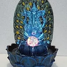 RajputE Lord Ganesh Lotus Tub Table Fountain Fiber Indoor Outdoor Water Fall Mini Table Fountain Home Decor Decorative Showpiece for Side Table (Size-15-17 inch)-picture-22