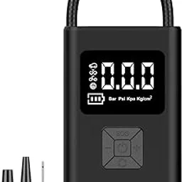 Ambrane Wired Tyre Inflator Air Pump for Cars with Digital Display & LED Light, 60W with up to 100 Psi, Portable Air Compressor, with Nozzles for Car, Bike, Motorcycle, Sports Ball (Turbo Lite Black)-image-53