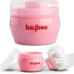 Baybee Baby Powder Puff with Storage Container, Ultra Soft Baby Powder Puff for Babies with Handle, Powder Storage Puff, Soft Face Body Cosmetic Powder Puff Sponge Box Case (Large) (Pink)-image-10