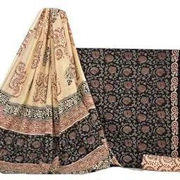 nishire Cotton Hand Block Printed Unstitched Salwar Suit Set with Dupatta, Traditional Ethnic Cotton Dress Material with Dupatta-picture-30