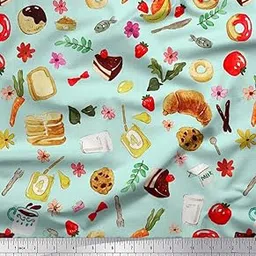 Soimoi Cotton Canvas Fabric Fruits,Bread & Donut Food Print Fabric by Meter 56 Inch Wide-picture-18