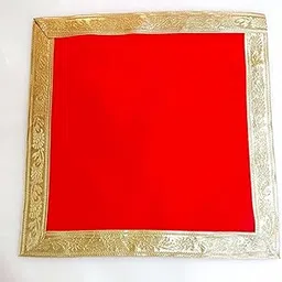 generic Traditional Red Puja Aasan Mat with Border, Velvet mat, Prayer Mat-picture-27