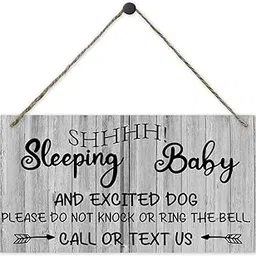 Baby Sleeping Sign Plaque Decor for Front Door - Please Do Not Disturb Sign - Signs Decor for Baby Room, Nursery, Home Bedroom -New Mom Gift, Baby Shower-picture-12