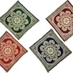 The Gifti Cotton Prayer Mat/Aasan/Pooja Mat/Meditation Mat/Multipurpose Use Pack of 4 (Multi Colour)-picture-11