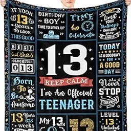Turelos 13 Year Old Boy Gifts, 13th Birthday Gifts for Boys Blanket, Coolest Gifts for 13 Year Old Boy, 13 Year Old Boy Birthday Gift Ideas, Birthday Gifts for 13 Year Old Boys Throw Blanket 60x50in image 1