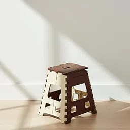 U-MAX 18 Inch Folding Step Stool, Portable, Heavy Duty Plastic with Anti-Slip Surface Space-Saving Foldable Stool for Kids & Adults (Brown-Ivory)-image-97