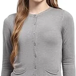 Womens Solid Round Neck Full Sleeve Cardigan (1236884RN)-image-53