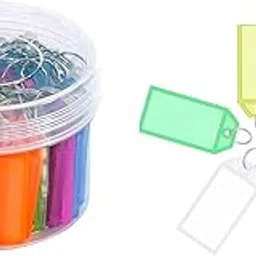lyxmad 50 Pcs Key Tag Multicolor Keyring & Keychain With Name Tag Labels Assorted Keychain With Two Side Id Label And Split Ring For Office, Home Key -Plastic-picture-33