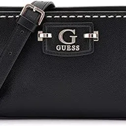 guess Black Textured Nastra Mini Crossbody Top Zip Bag-picture-31