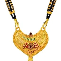 dulci Gold Plated Mangalsutra with Colorful Enamel and Red Stones Jewellery for Women-picture-12