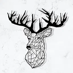 WEHUKOR Deer face Metal Wall Hanging Arts Home Decor, Durable Metal Wall Art For Bedroom,Living Room,Drawing room,Hotel,Office,Home Garden (25 inch x 25 inch, Black)-picture-58