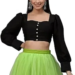 studio rasa Women's Silk Blend Button Down Crop Top for Festive Wedding Party-picture-48