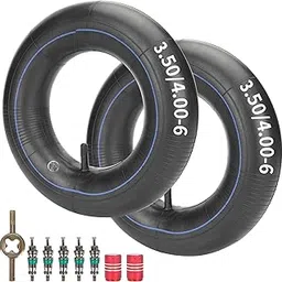 RUTU 2 Pack 4.10/3.50-6 3.50/4.00-6 350/400-6 Replacement Butyl Rubber Inner Tube with TR13 Straight Valve Stem for Hand Trucks Lawn Mowers Yard Trailers Wheelbarrows-image-64