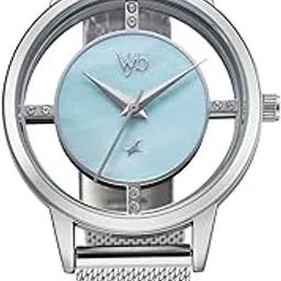 Fastrack Vyb 6.0 Runway Quartz Light Blue Round Dial Women's Watch | Stainless Steel Mesh Strap Material | Watches for Women Analog | Girl's Analog Watches - FV60090SM01 image 1