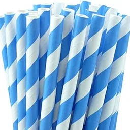 Bio-degradable Paper Straws| Blue & White Striped 6mm Width| Pack of 100-image-12